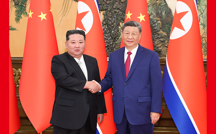 習(xí)近平同朝鮮勞動(dòng)黨總書(shū)記、國(guó)務(wù)委員長(zhǎng)金正恩舉行會(huì)談